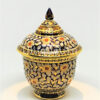 ThoPraYaKru Covered Box Urn 3 inch Shiny Chakri Inside Red On Blue