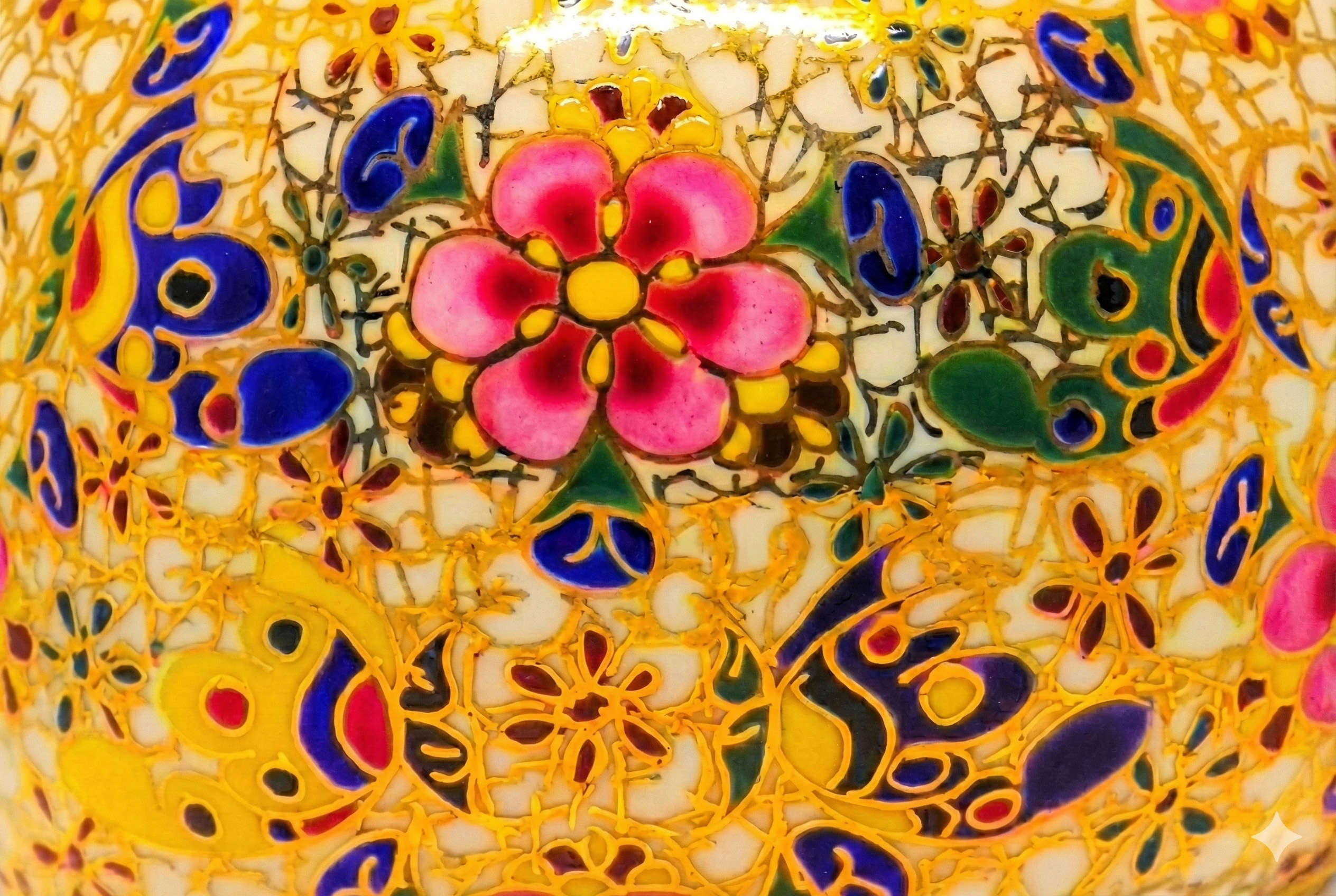 BF001 Butterflies on Broken Mirror pattern by handcrafted 18K gold Bencharong luxury memorial art urns by UniqueUrn