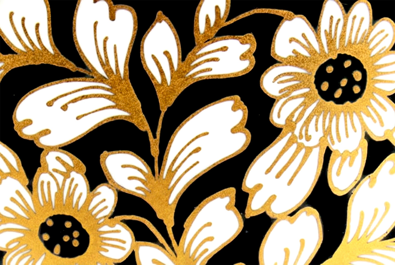 CK004 ChaKri inside Black on Black pattern by handcrafted 18K gold Bencharong luxury memorial art urns by UniqueUrn