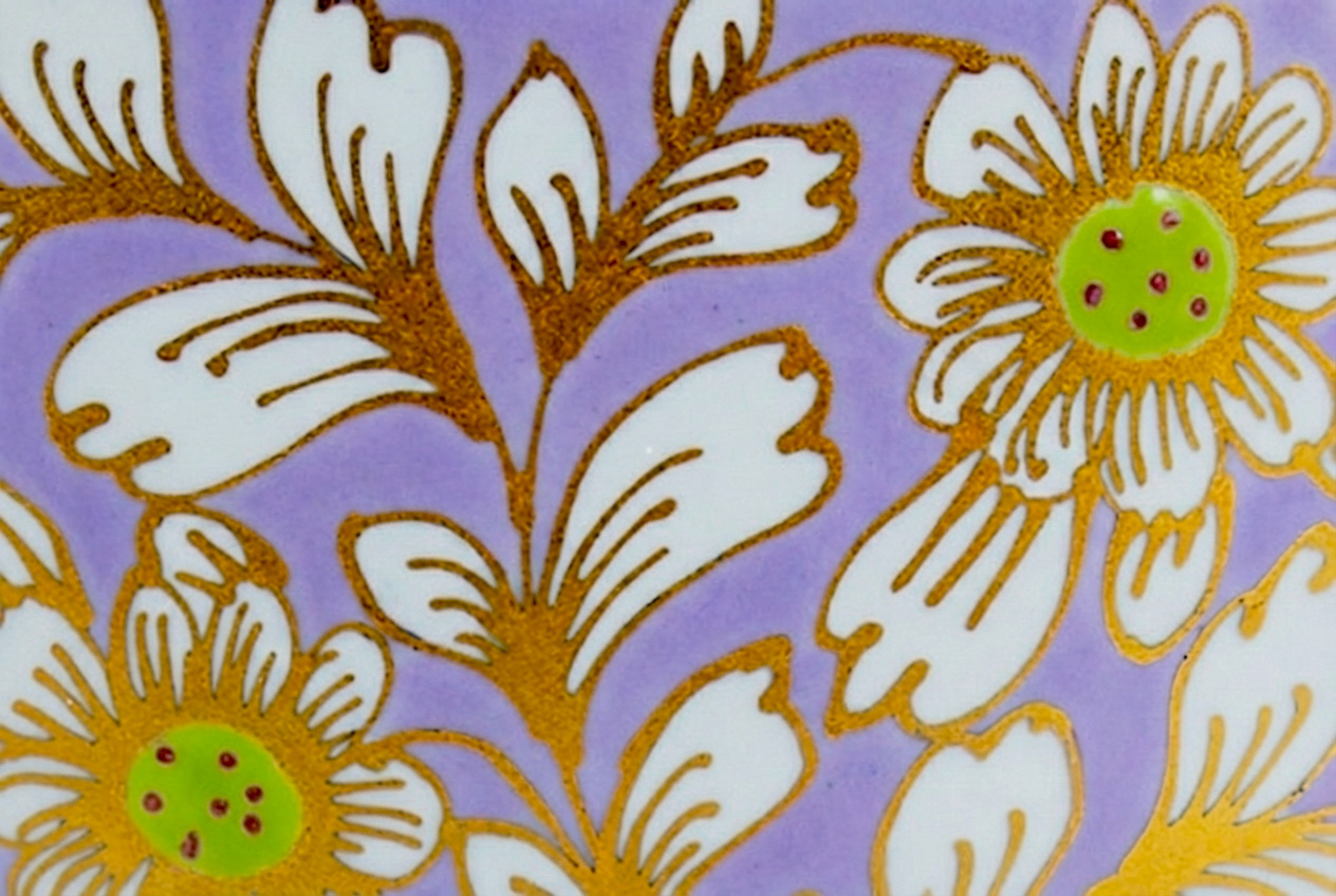 CK008 ChaKri inside Green on Purple pattern by handcrafted 18K gold Bencharong luxury memorial art urns by UniqueUrn