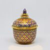 ThoChan Covered Urn 4 inch Matt PhumKaoBin Protrusion Pink On Blue