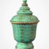 ThoBoLarn Covered Urn 8 inch Matt DokKaw On Light Blue