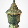 ThoBoLarn Covered Urn 8 inch Matt PiKul KarnTor On Dark Blue