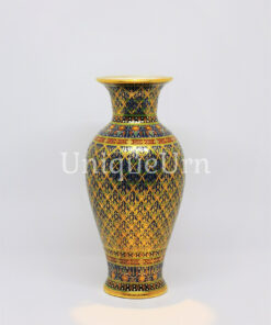 Vase 8 inch Thai Shape Matt PhumKaoBin On Dark Blue