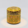 Round Covered Box Urn 3 inch Tall Shiny DokKaw On Orange