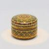 Round Covered Box Urn 3 inch Short Shiny PhumKaoBin On Dark Blue