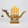 Royal Barge Candle Holder Small Shiny PhumKaoBin Protrusion On Blue