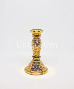 Tall Candle Holder Shiny Lotus With Golden Dots
