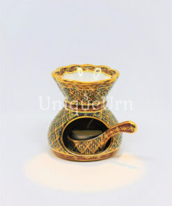 Golden Bag Aroma Oil Burner Shiny PhumKaoBin On Dark Blue
