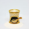Oval Aroma Oil Burner Shiny PiKul Green Lines On White