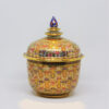 ThoChan Covered Urn 5 inch Shiny Lotus With Golden Dots