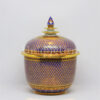 ThoChan Covered Urn 6 inch Shiny KaoLarmTad On Blue