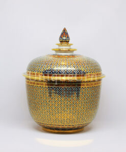 ThoChan Covered Urn 8 inch Shiny KarnTorDok On Dark Blue