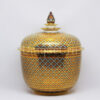 ThoChan Covered Urn 8 inch Shiny PiKul On Dark Blue