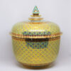 ThoChan Covered Urn 9 inch Shiny KarnYang On Green