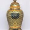 ThoPlue Covered Urn 14 inch Shiny PhumKaoBin On Dark Blue