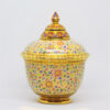 ThoPraYaKru Covered Urn 5 inch Shiny DokMaiKhod Fancy On White