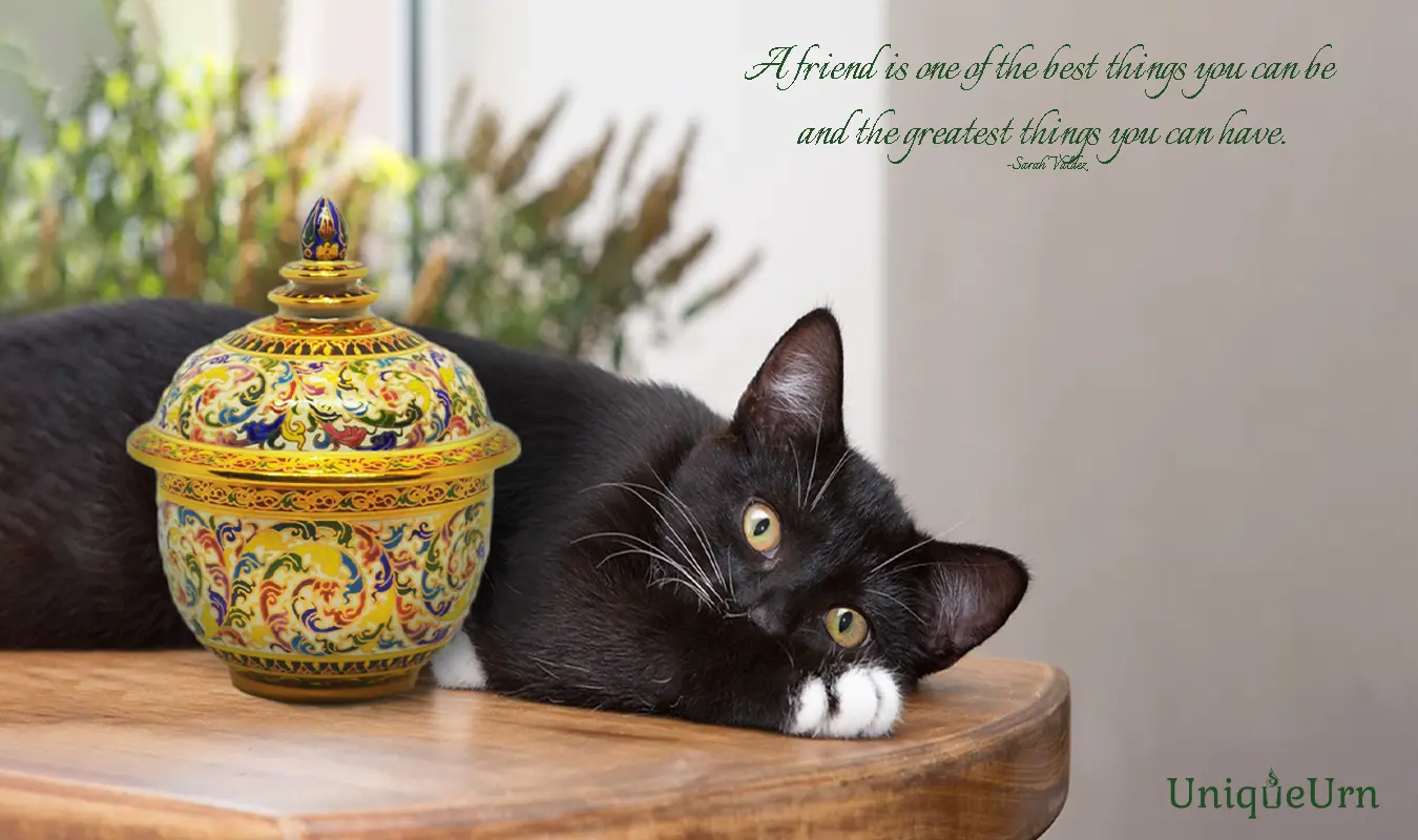 3" Thochan handcrafts keepsake urn matt Karnkhod fancy on white design