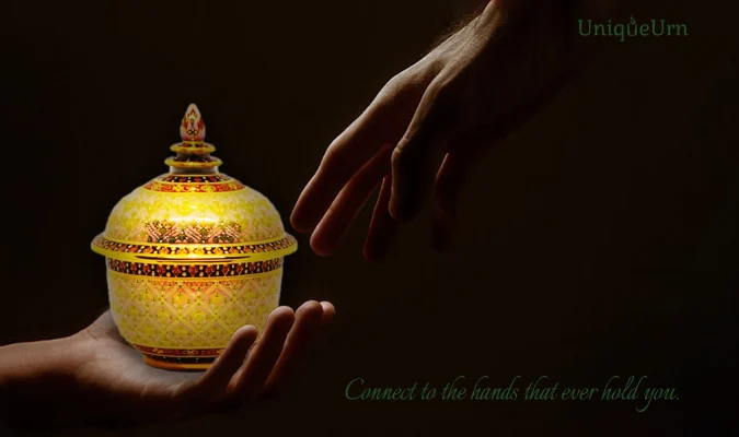 Thochan handmade pink Bencharong keepsake urn art as a Visual Anchor for Mindfulness and Grief Healing