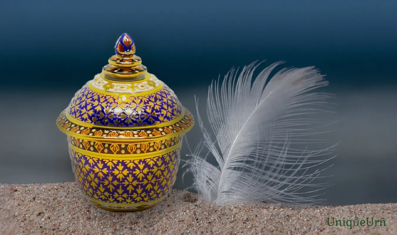 Find peace after miscarriage or infant loss through psychological insights, empathy, and healing memorial rituals with UniqueUrn’s Benjarong ThoChan hand-painted luxury keepsake child & infant urns.