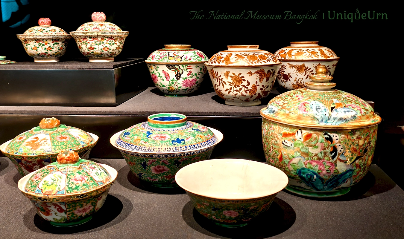 Floral and butterfly symbolism on Bencharong art urns: memorial heritage from the Bangkok National Museum