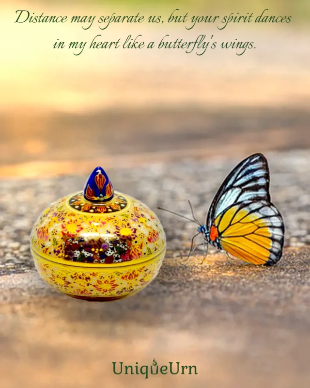 Lotus with golden dots design on a handcrafted Bencharong keepsake urn for memorial art from UniqueUrn