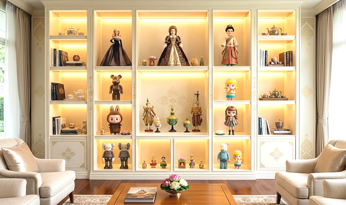 Arrangement of varied collectible figures and art toys representing the Art Toy Vision in contemporary memorial art, bridging history and modern aesthetics.