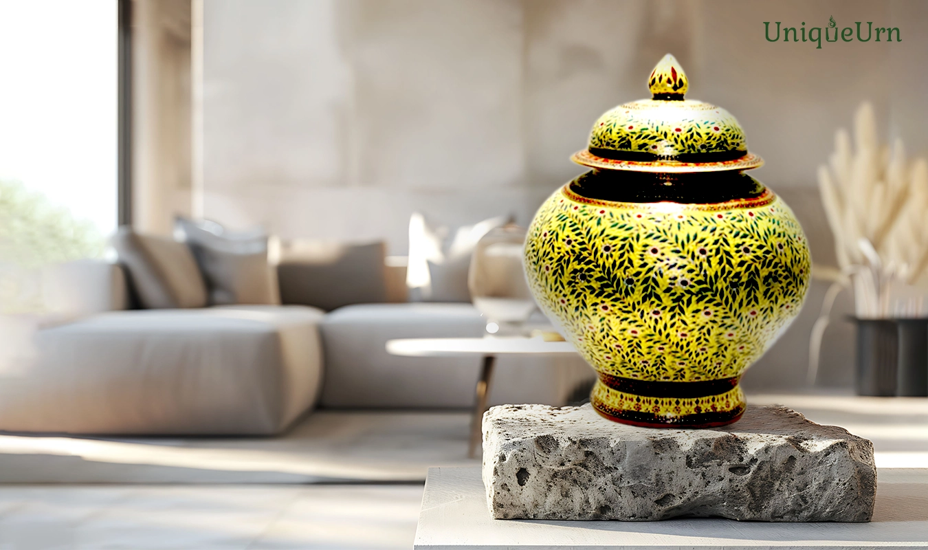 Handcrafted luxury Thai Bencharong porcelain companion urn by UniqueUrn, a world-class masterpiece combining European precision with Thai master-artisan craftsmanship