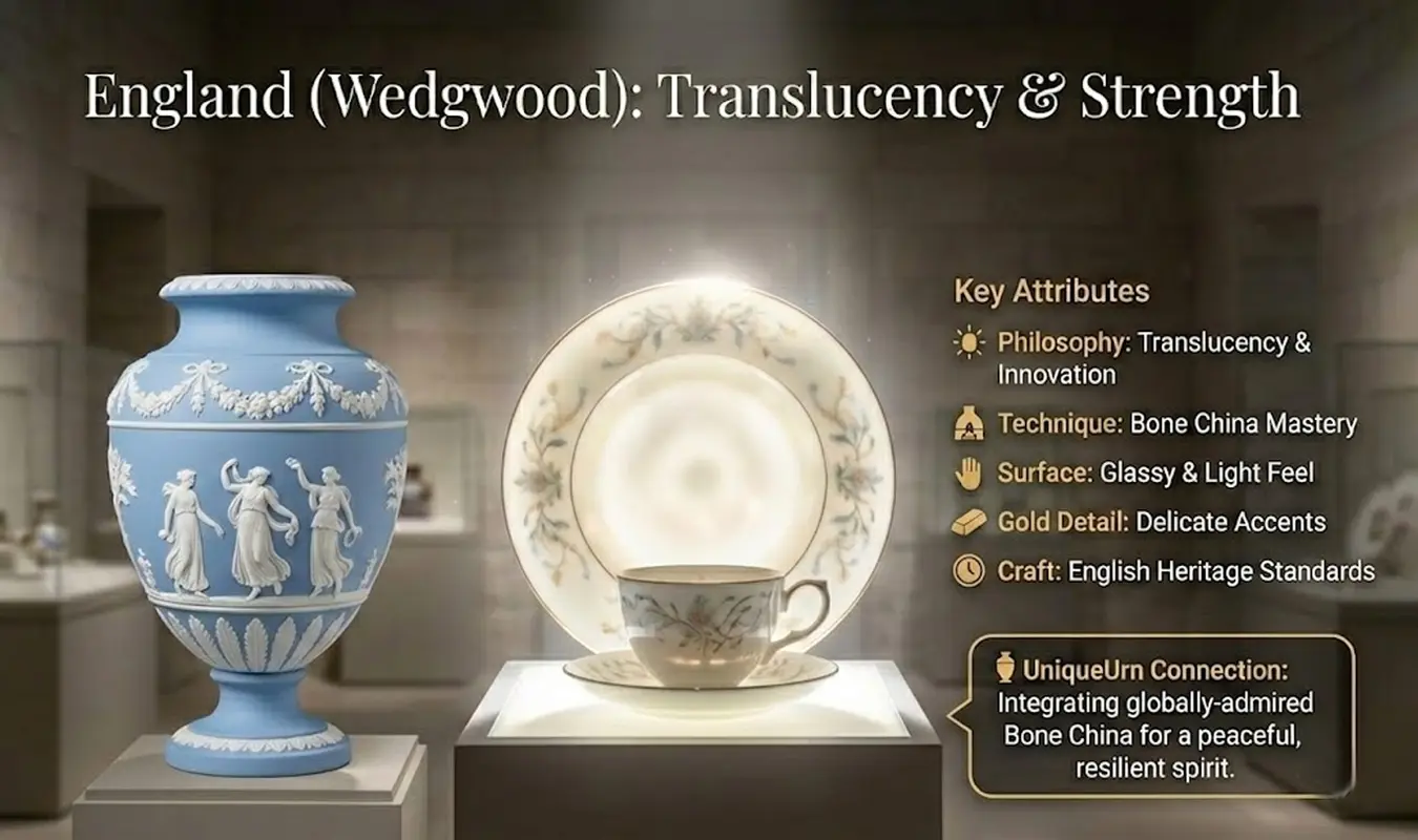 Translucent Fine Bone China memorial urns by UniqueUrn, showcasing the British-inspired ceramic innovation and ethereal light quality