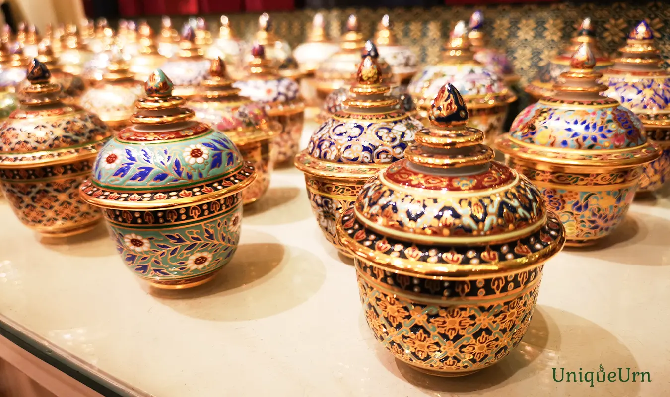 Custom color palette cremation keepsake art urns by UniqueUrn, delivering complete emotional validation and luxury visual comfort.