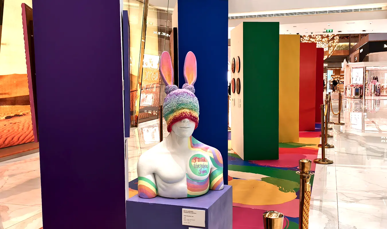 Semiotics of pride colors in memorial art.