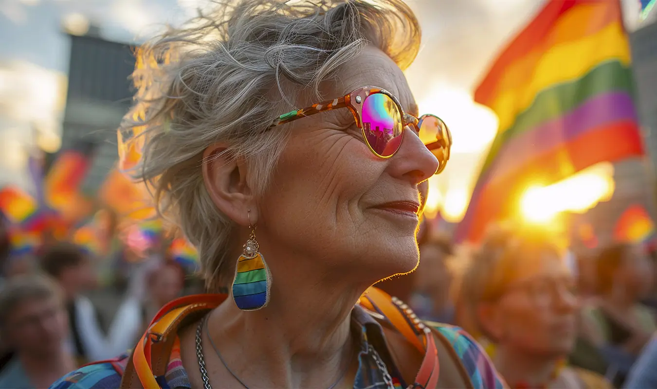The woman of the semiotics of pride colors.