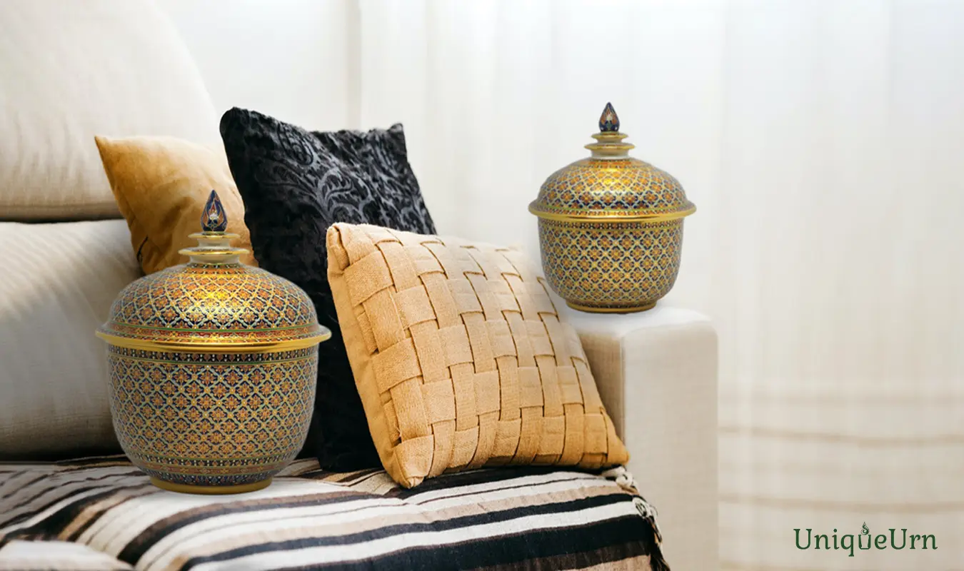 A Sacred Relay Station for Your Love with a handmade Bencharong art cremation urns.