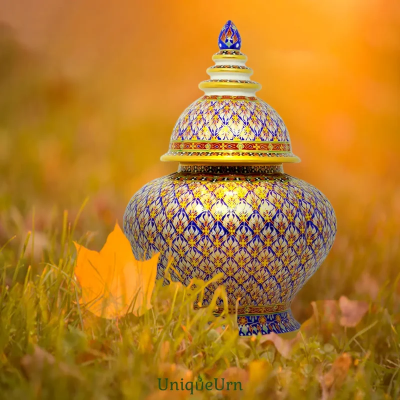 Learning a beautiful life destination. When it comes to our time, prepare a beautiful life destination with a luxury hand-painted Thai Benjarong art urn for ashes by UniqueUrn.