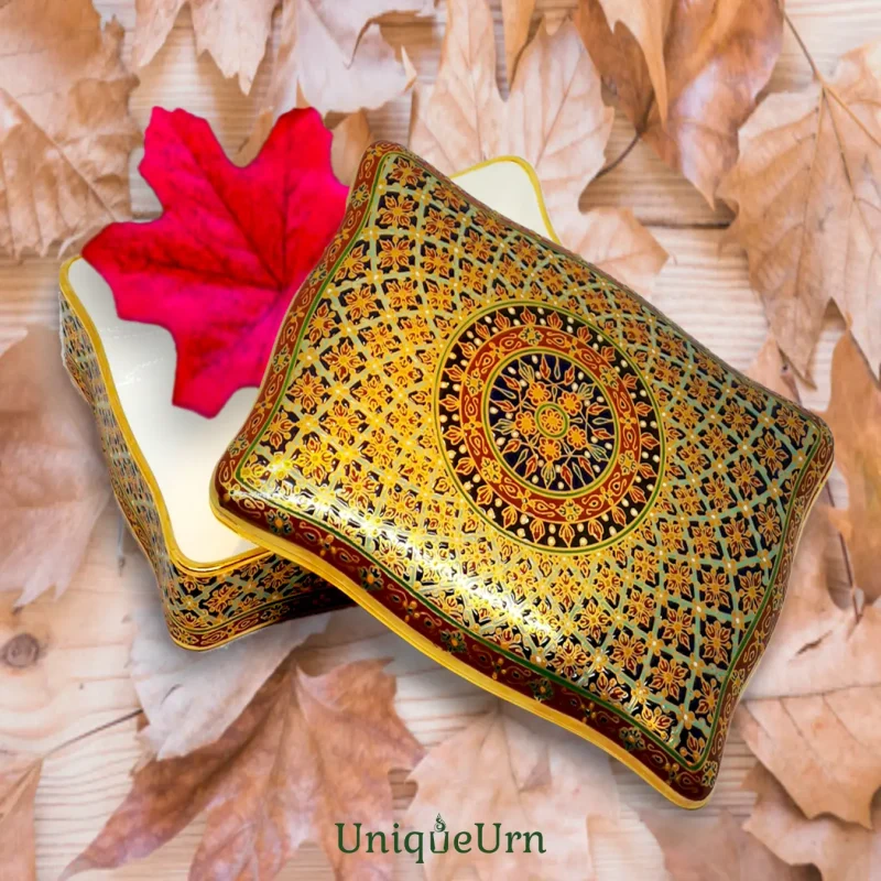 Hand-painted keepsake box, unique Bencharong urn for storing valuable memories that matter forever, no matter how many seasons pass.